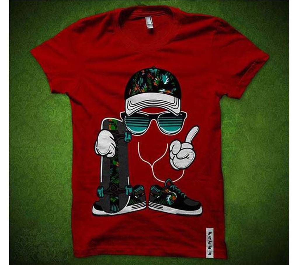 red design printed t shirt for men 