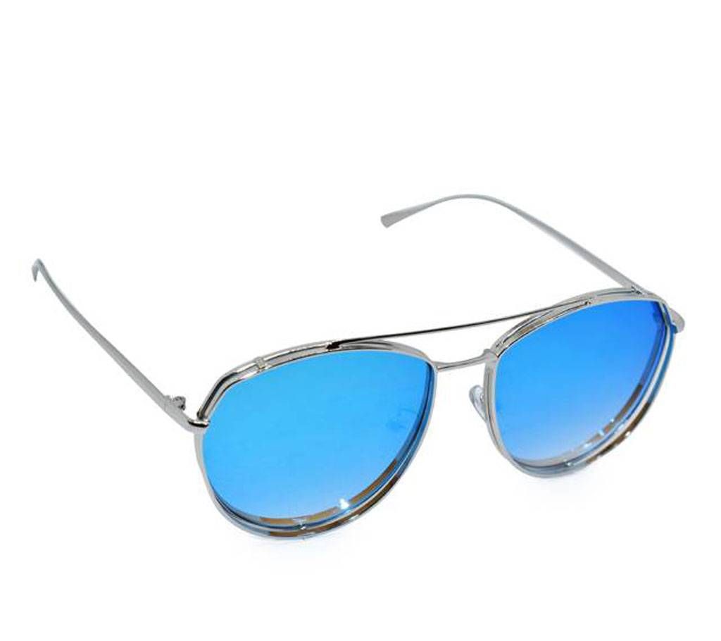 Silver Frame Blue Shade Sunglasses for Men