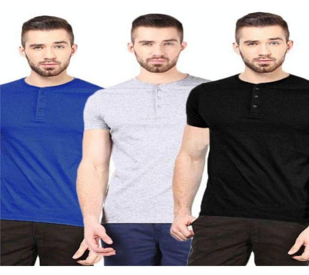 Henley short sleeve  t-shirt. 3 pc