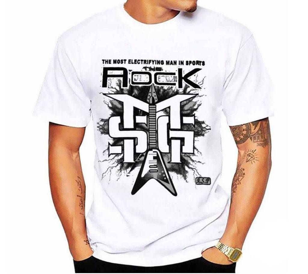 Gents Half Sleeve Cotton ROCK T-Shirt