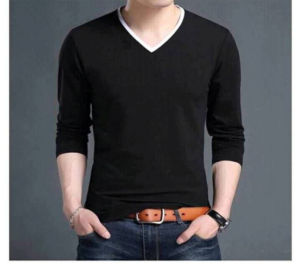 Full Sleeve V-Neck Menz Casual T Shirt
