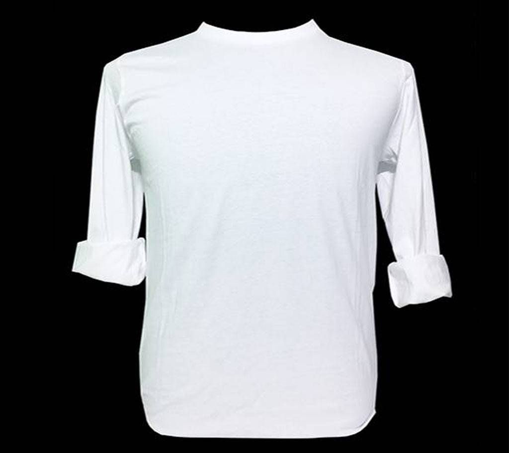 Solid White Casual Long Sleeve T-Shirt