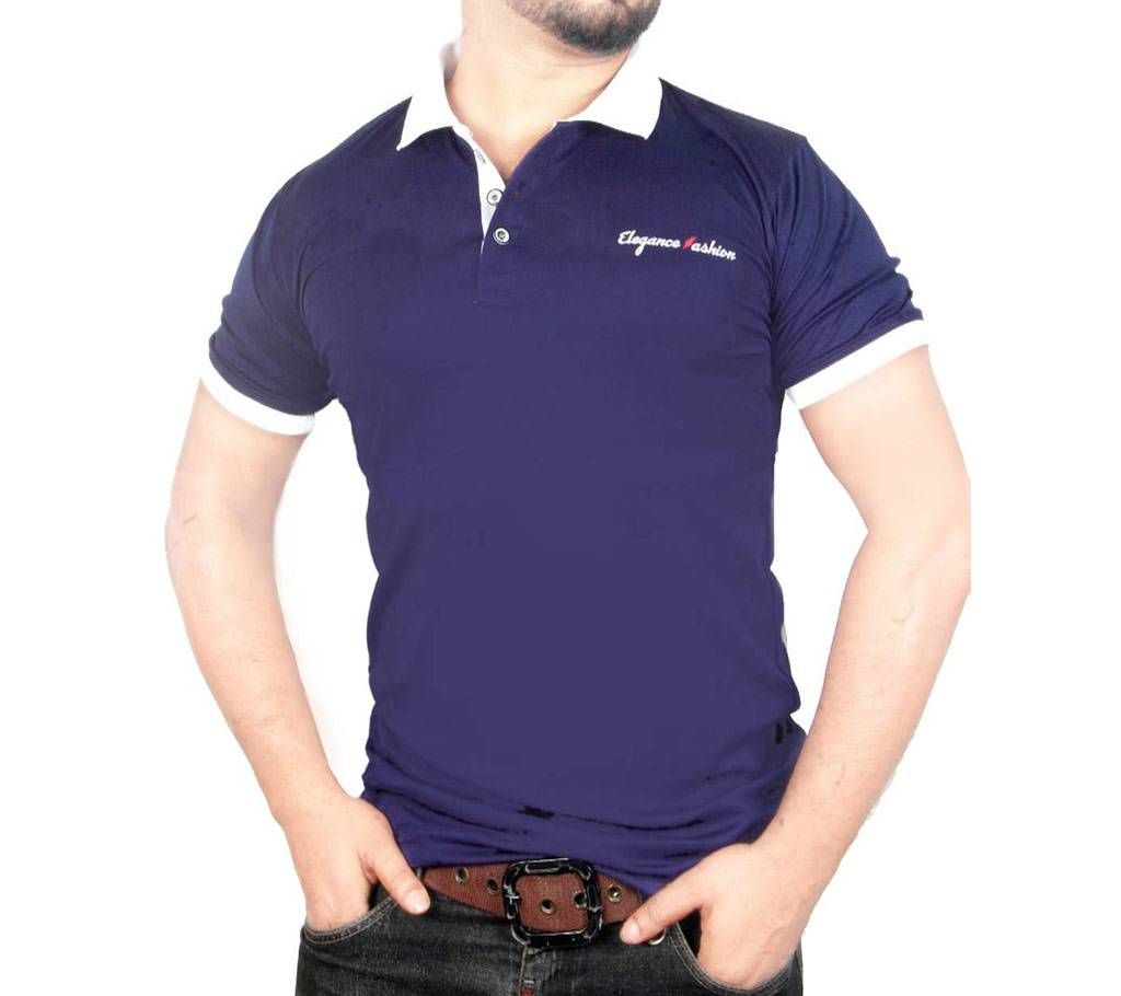 Half Sleeve Polo Shirt For Mens-Navy Blue