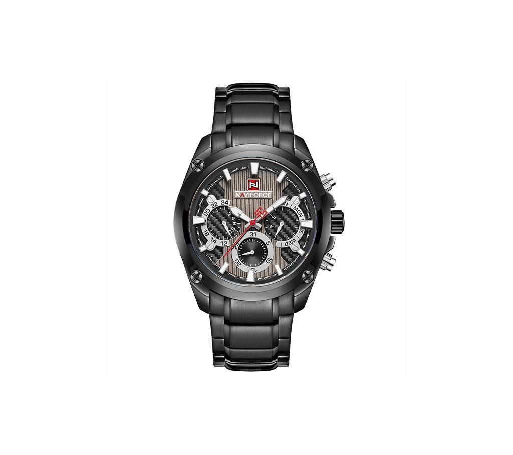 NAVIFORCE NF9113 Black Stainless Steel Chronograph Watch For Men - Black