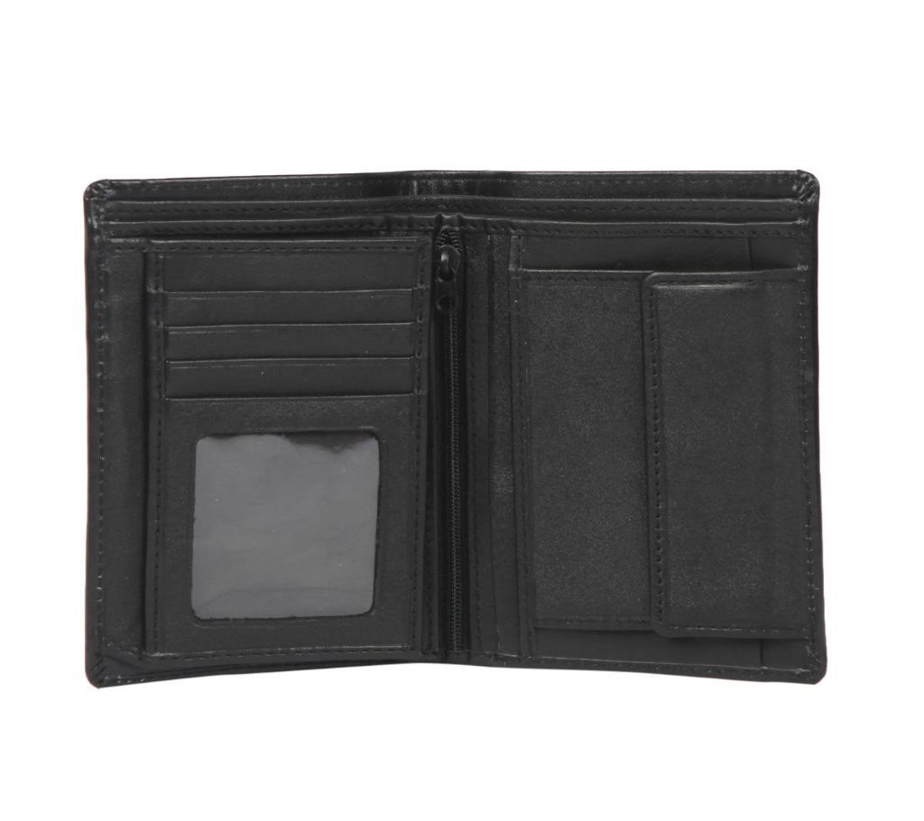 Product type- leather Wallet Material: PU leather 6 Card slots + 1 money compartments + 1 photo windows +1 inner zip pocket + 2 zip coin purse. The st