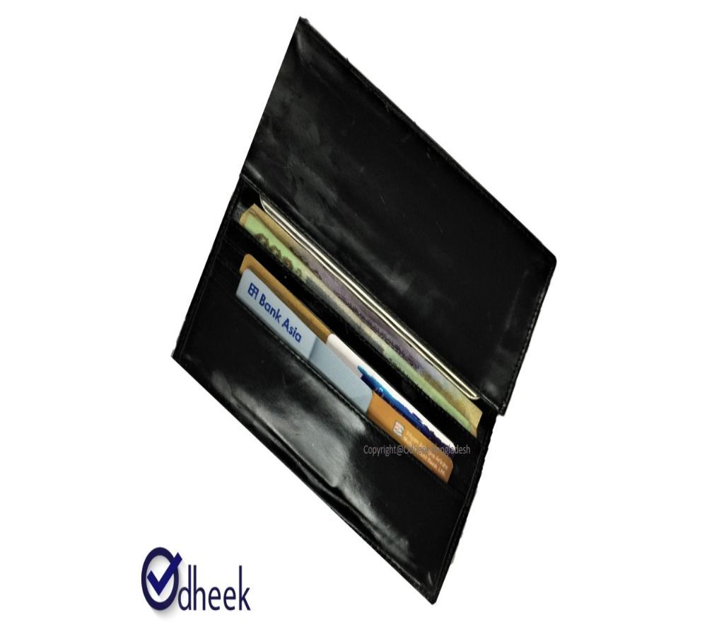 Long Wallet Cum Mobile Cover for Men Women Color Shiny Black