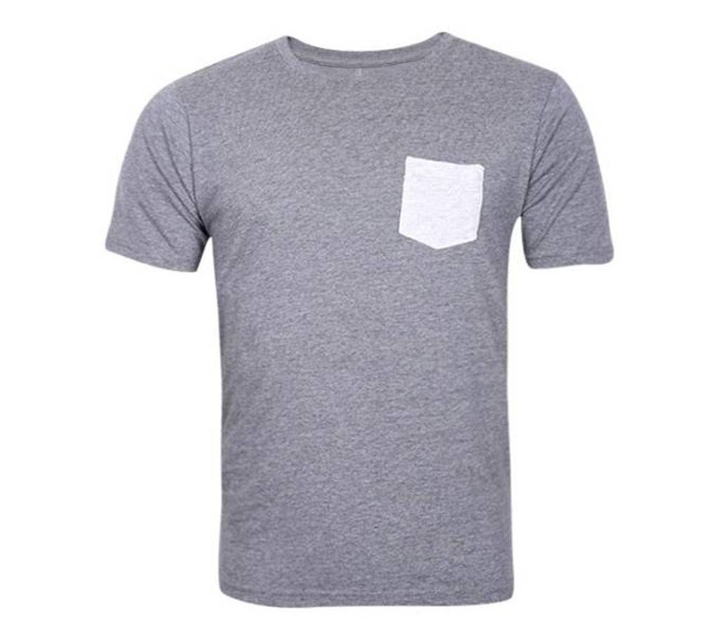 Gray Cotton Short Sleeve T-shirt For Men