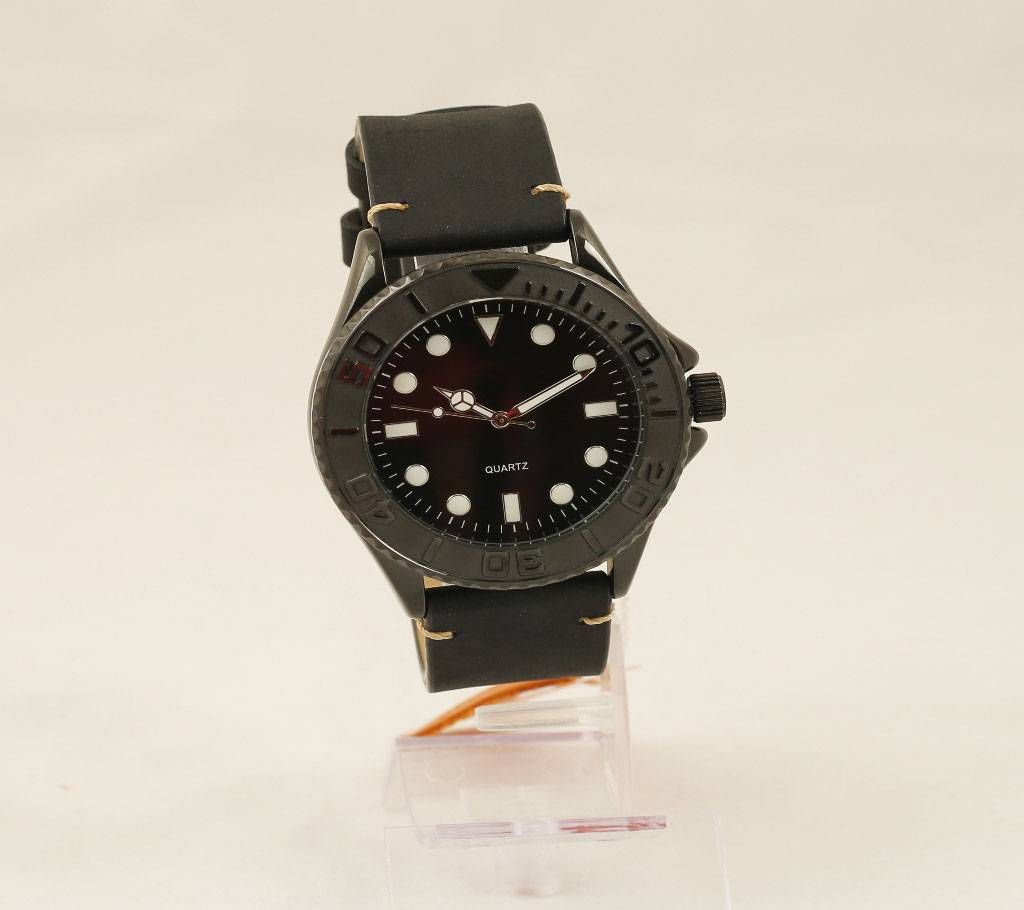 Original IBSO Full Black Leather Strap Watch