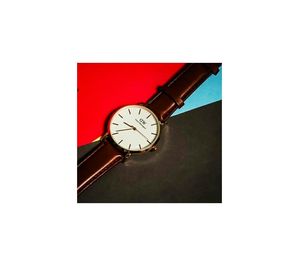 DW leather belt watch for men 