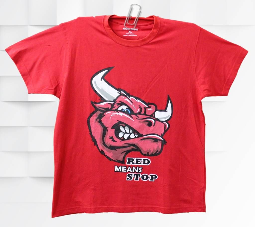 RED MEANS STOP printed T shirt for men 