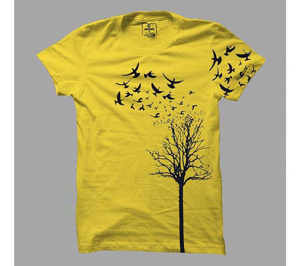 Yellow printed T shirt for men 622