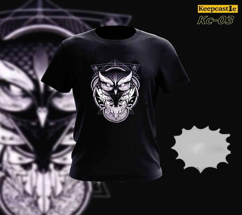 OWl Half Sleeve Round Neck Cotton T shirt For men 