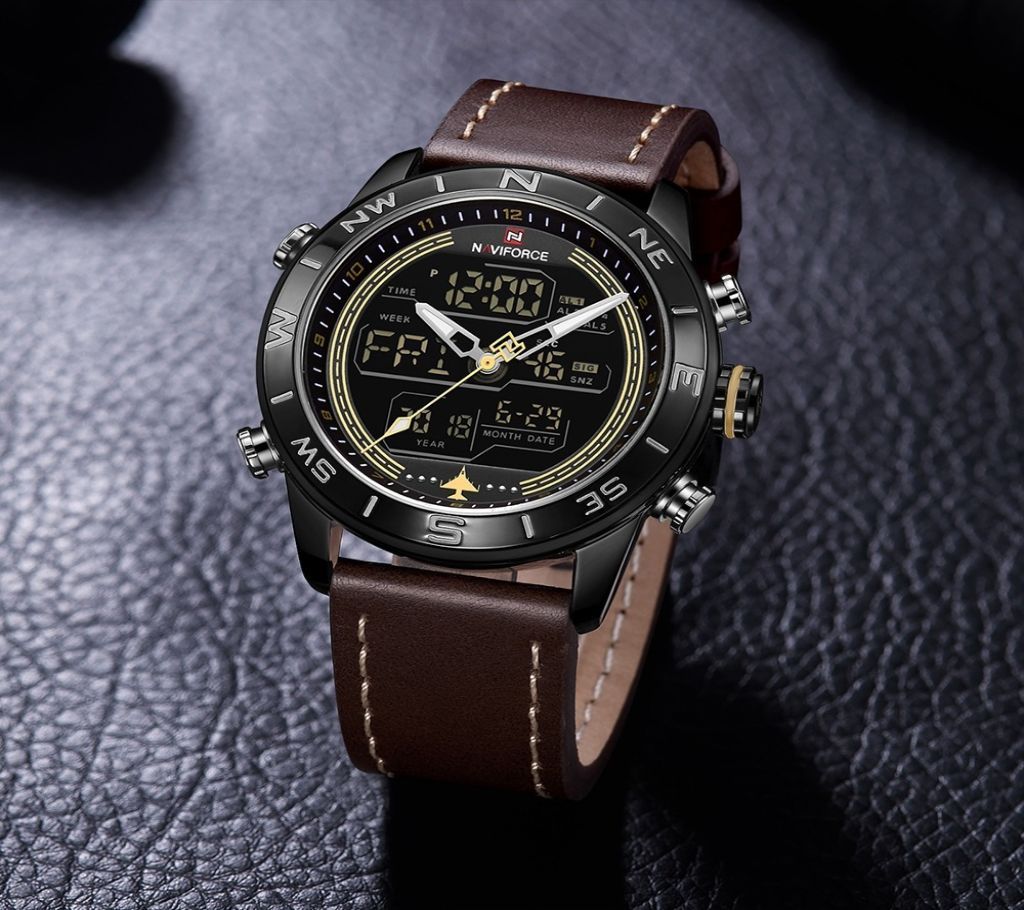 Luxury Brand Men NAVIFORCE Watch Led Digital Leather Sports Watches Man Quartz Clock Mens Army Military Watc
