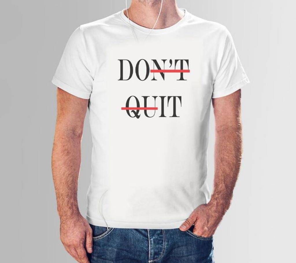 Rubber Print Cotton T-shirt-DONt QUIT
