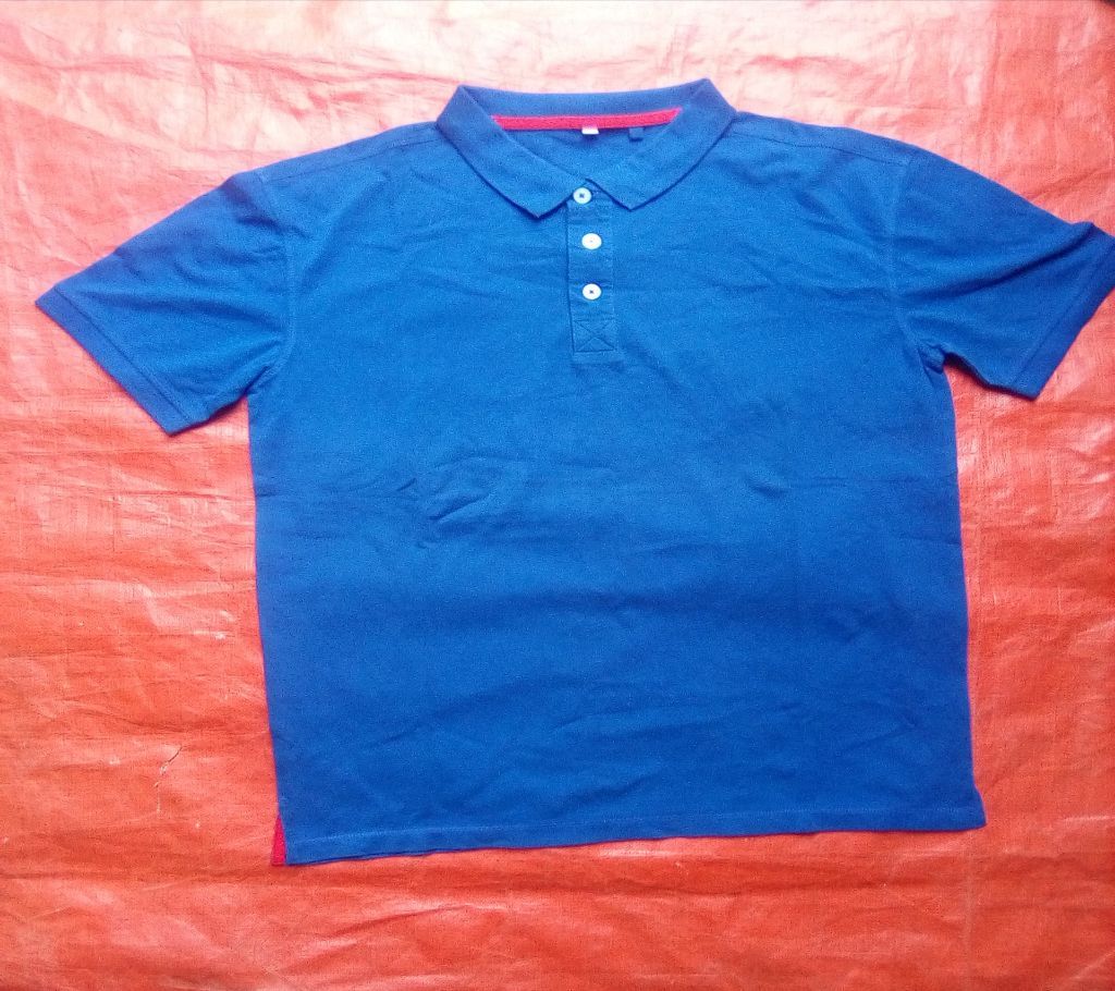 Solid blue color polo shirt for men