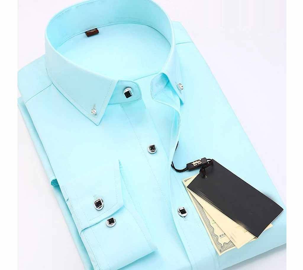 SK Light Blue Gents Full Sleeve Casual Cotton Shirt 