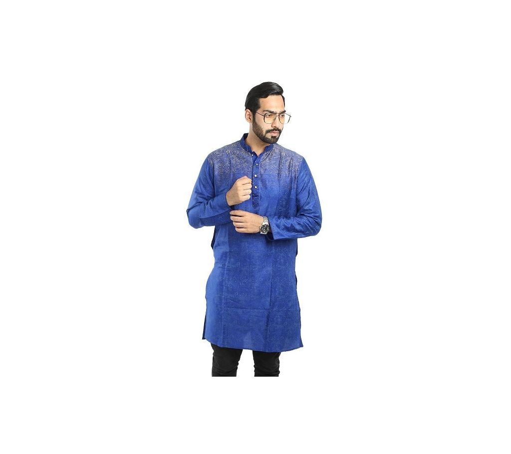 China Cotton Panjabi For Man  Blue with Solder Golden  dd18