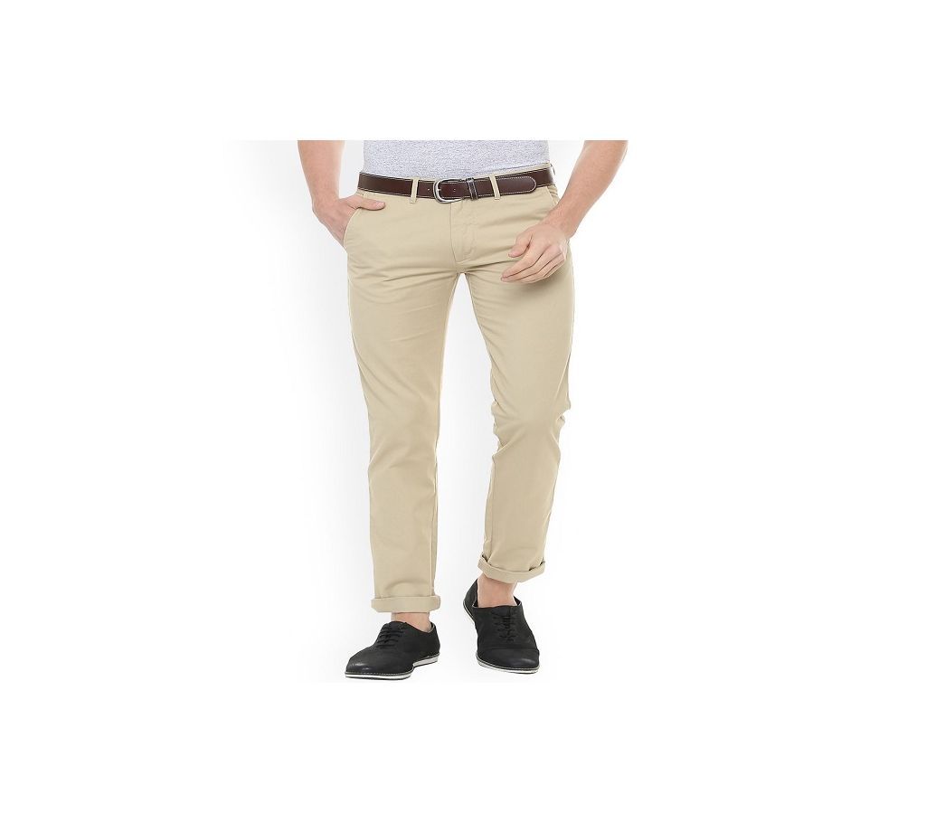 White Cream Slim Fit Gabardine 