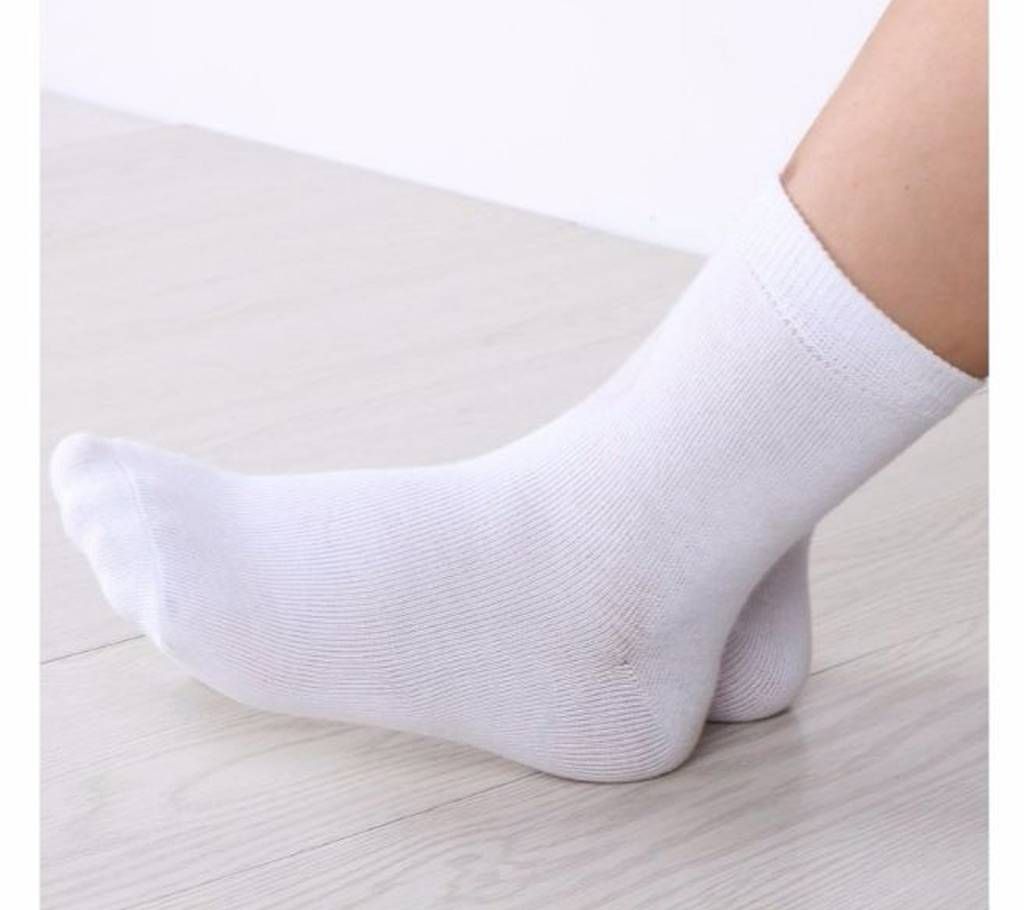1pair Cotton Breathable White Socks