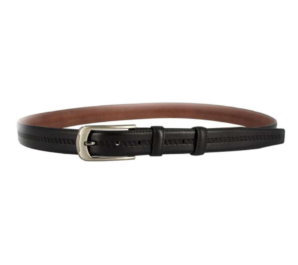 Black Original Leather Formal Belt For Men-CSB-168