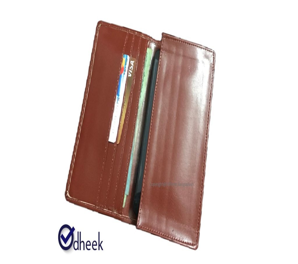 Long Wallet Cum Mobile Cover for Men Women Color Red