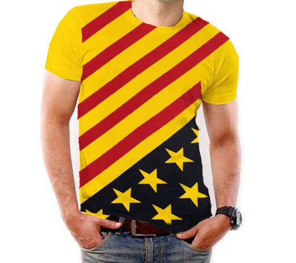 Gents Round Neck Multicolor Cotton T-shirt