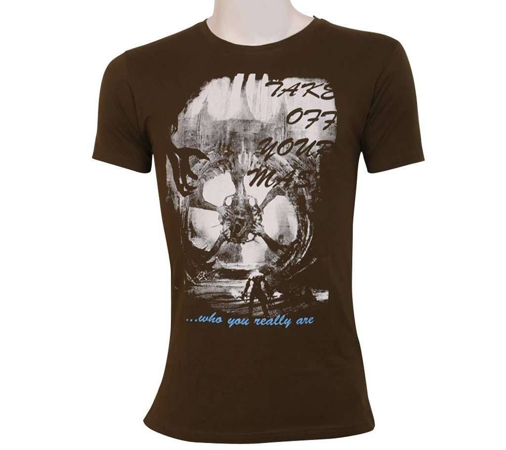 Black and White Cotton Short Sleeves Tshirt For Men