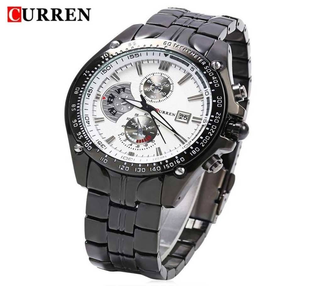 CURREN 8083 Black Stainless Steel Watch For Men - White