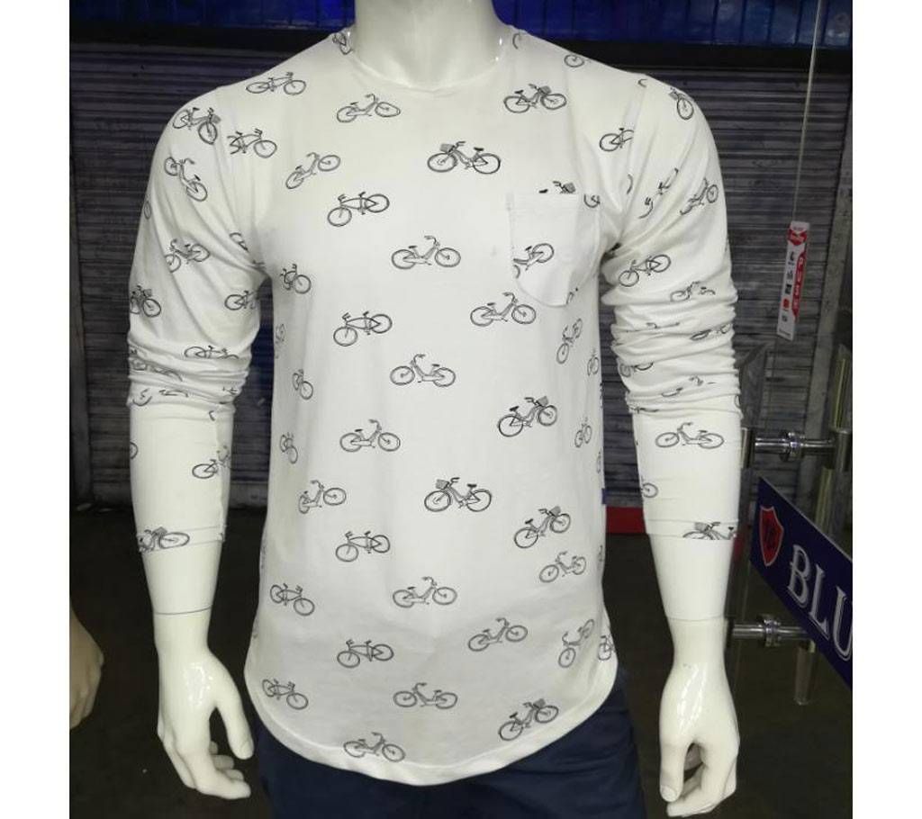 White Print Full Sleeve Cotton shirt for men 