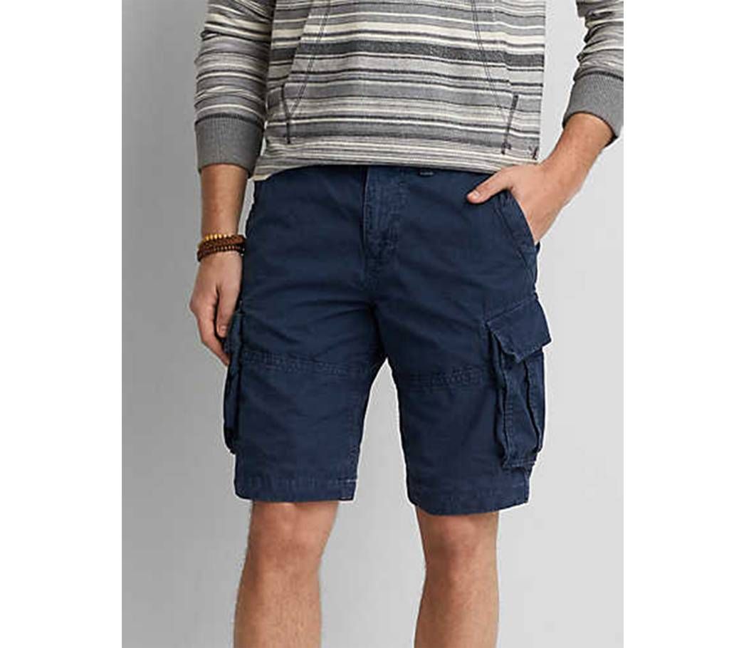 Navy Cargo Twill Gabardine Two Quarter Shorts Pant for Men