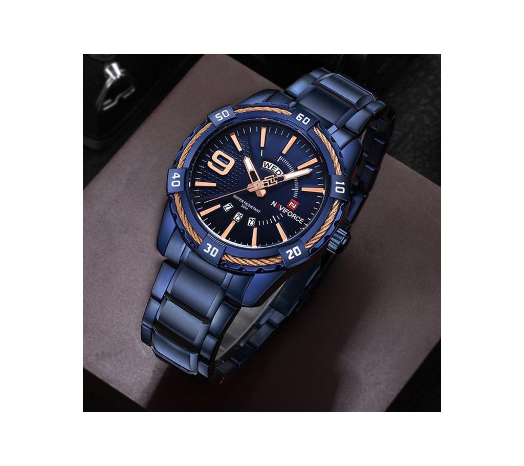 Product details of Naviforce NF9117 - Royal Blue Stainless Steel Analog Watch for Men - Royal Blue