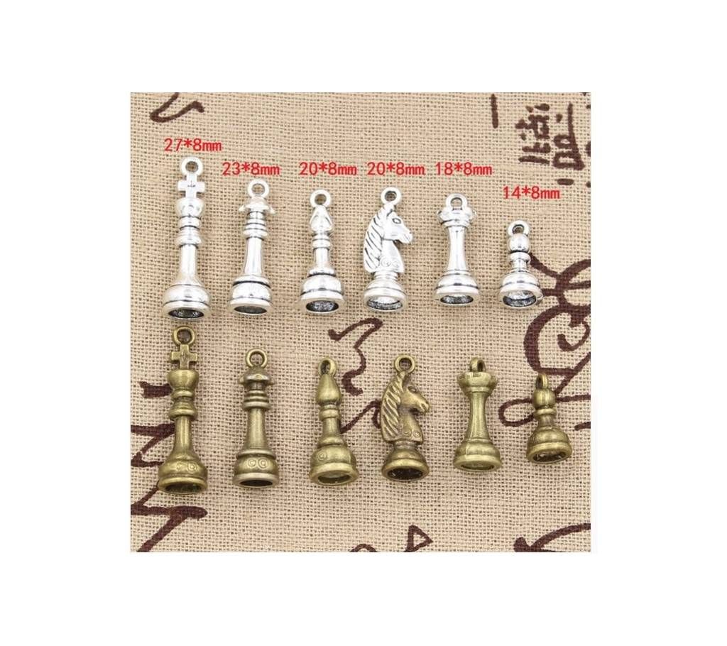 6 pcs Chess Hollow Antique charms Locket 