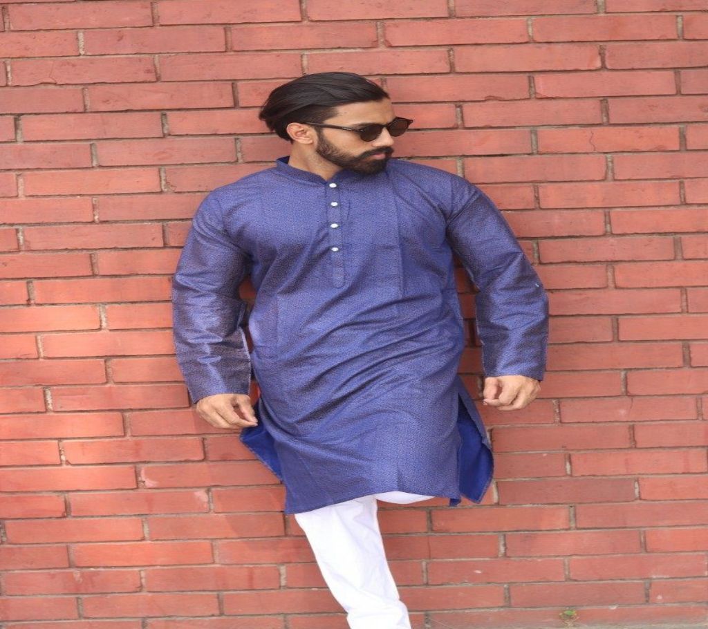 Festive Panjabi Collection - Navy Blue Color And Gold Shade With Multi Design - 190214