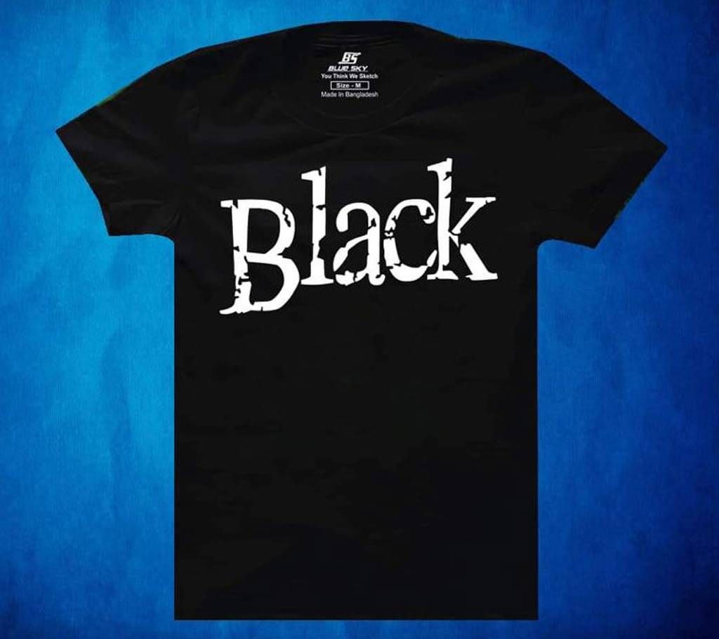 Black Mens Half Sleeve Cotton T-shirt