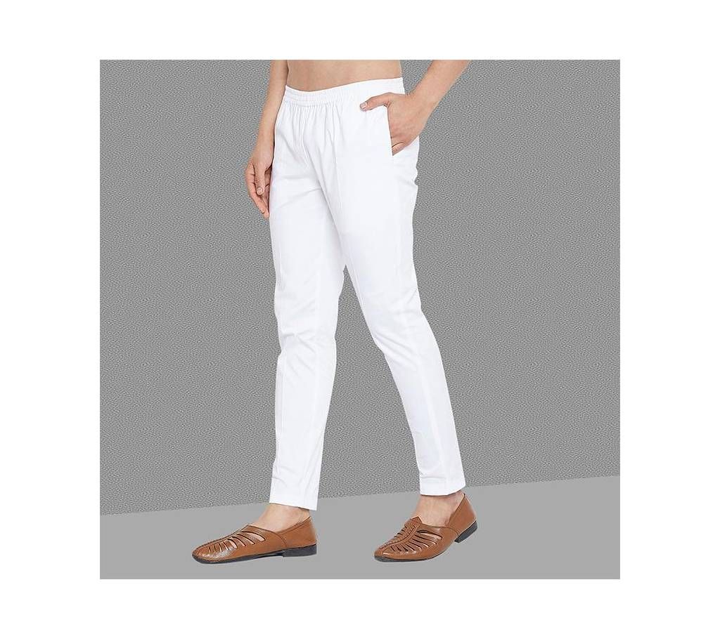 White Color Cotton Narrow Fit Stitch Pajama