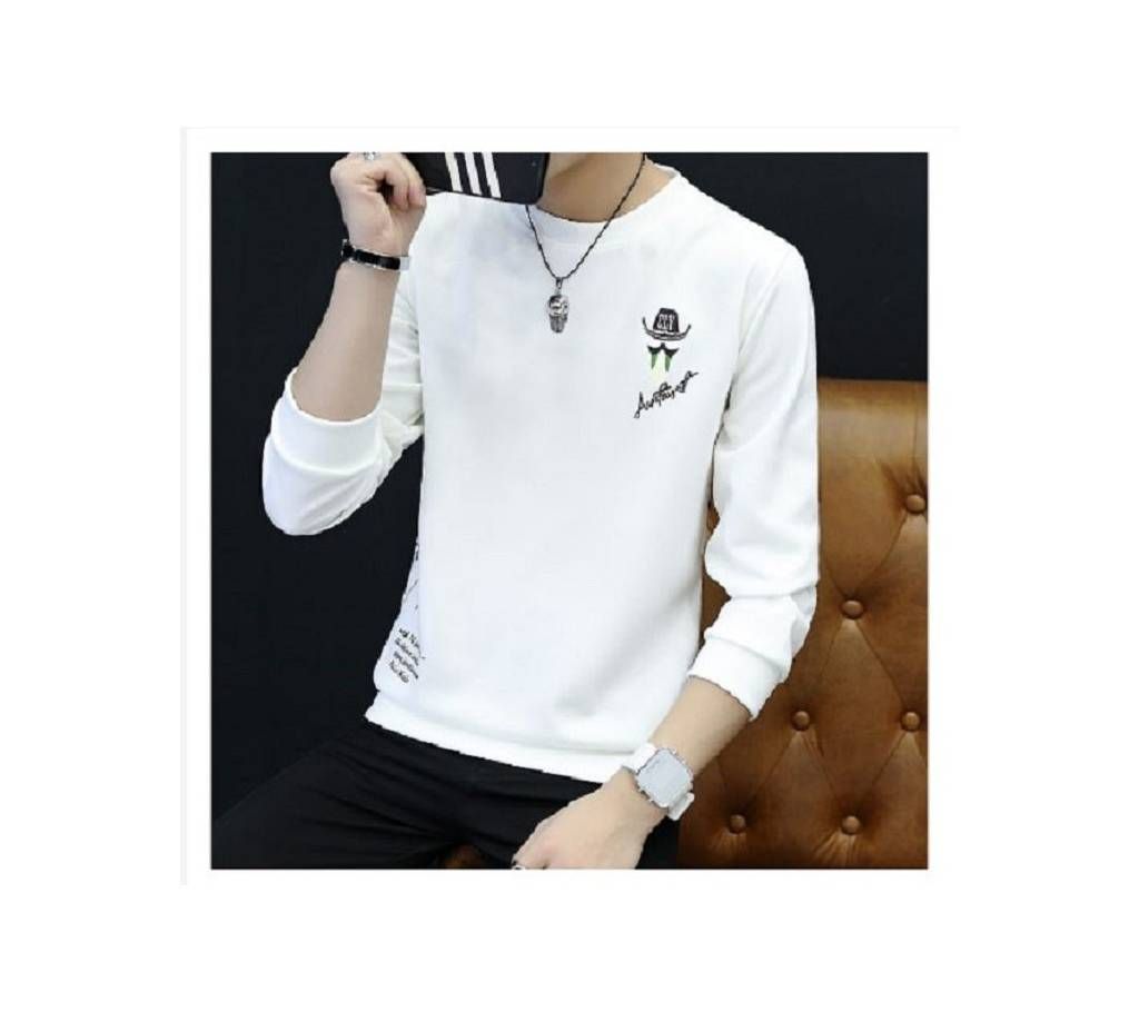 White Full Sleeve T-Shirt for Men