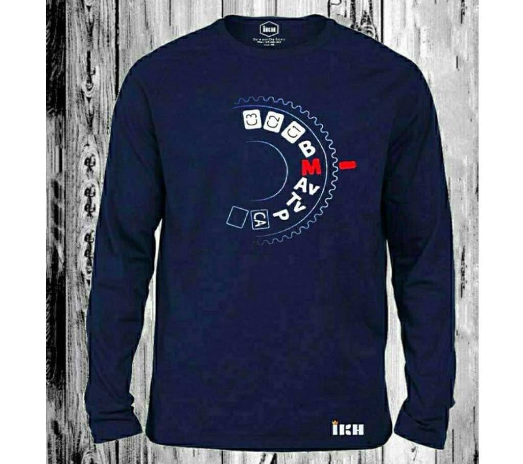 Full Sleeve T-Shirt for Man Navy Blue - 100% Cotton