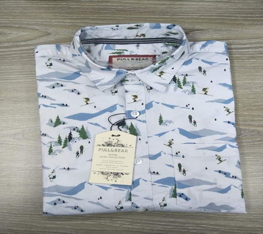 Full Sleeve Casual Cotton Shirt For Men-Sky Blue - 003 - 8FIC 