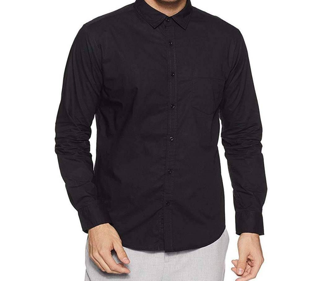 Casual Cotton Shirt For Men  Fade Black  Metal Black