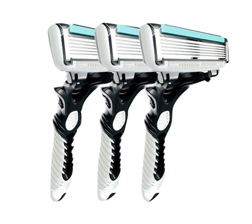 3Pcs Men Safety Classic 6 Layers Shaving Hair Blade Razor  