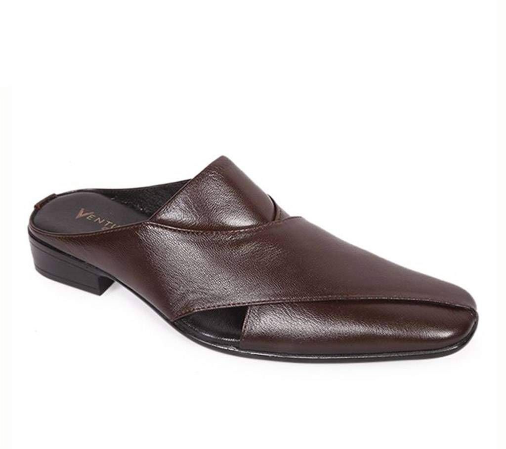 Venturini Men's Brown Soft Leather Heel Sandal

