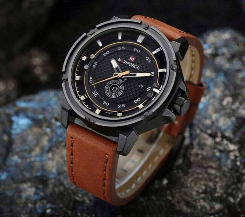 Naviforce leather belt wrist watch 