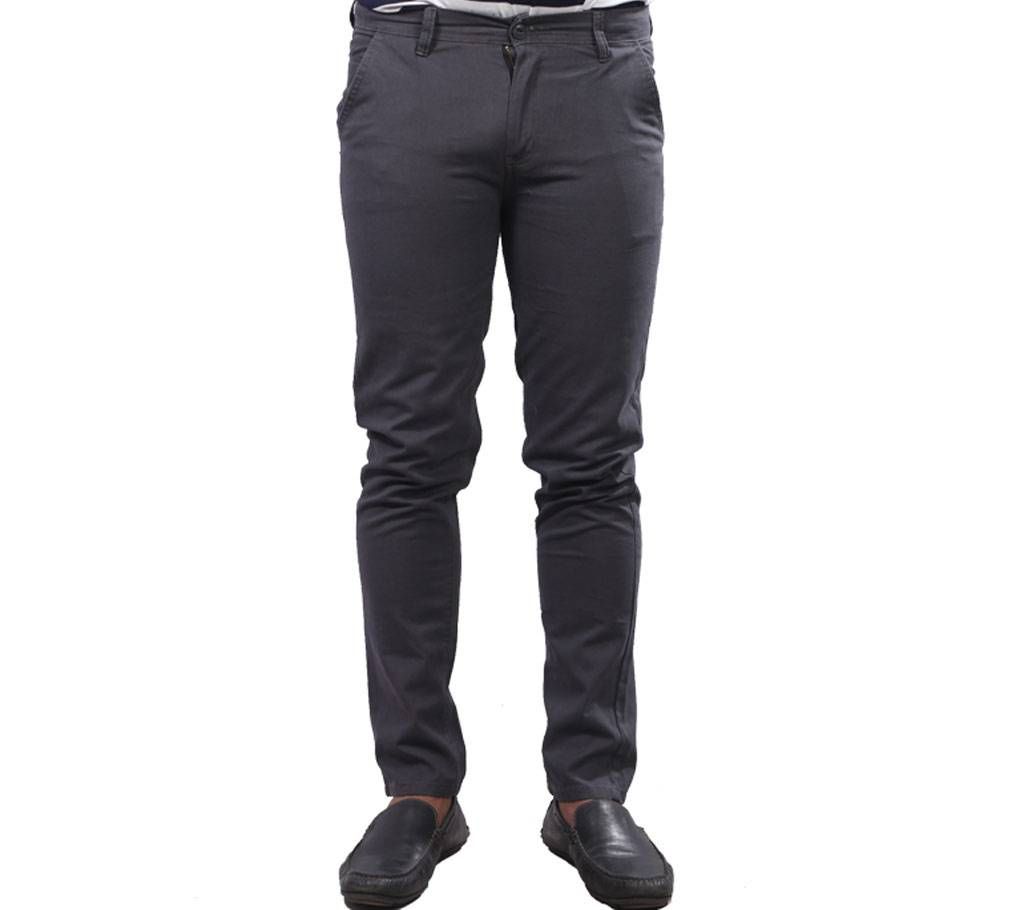 Gray Twill Gabardine Casual Pant For Men