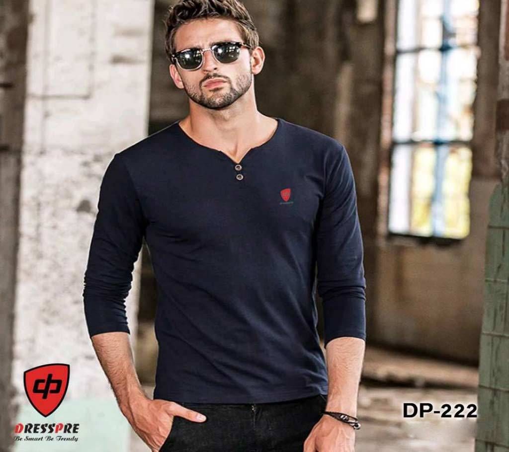 Navy Full Sleeve Gents Casual T-Shirt