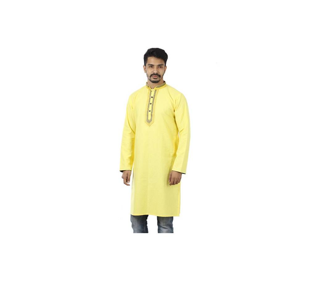 Yellow Cotton Panjabi For Men