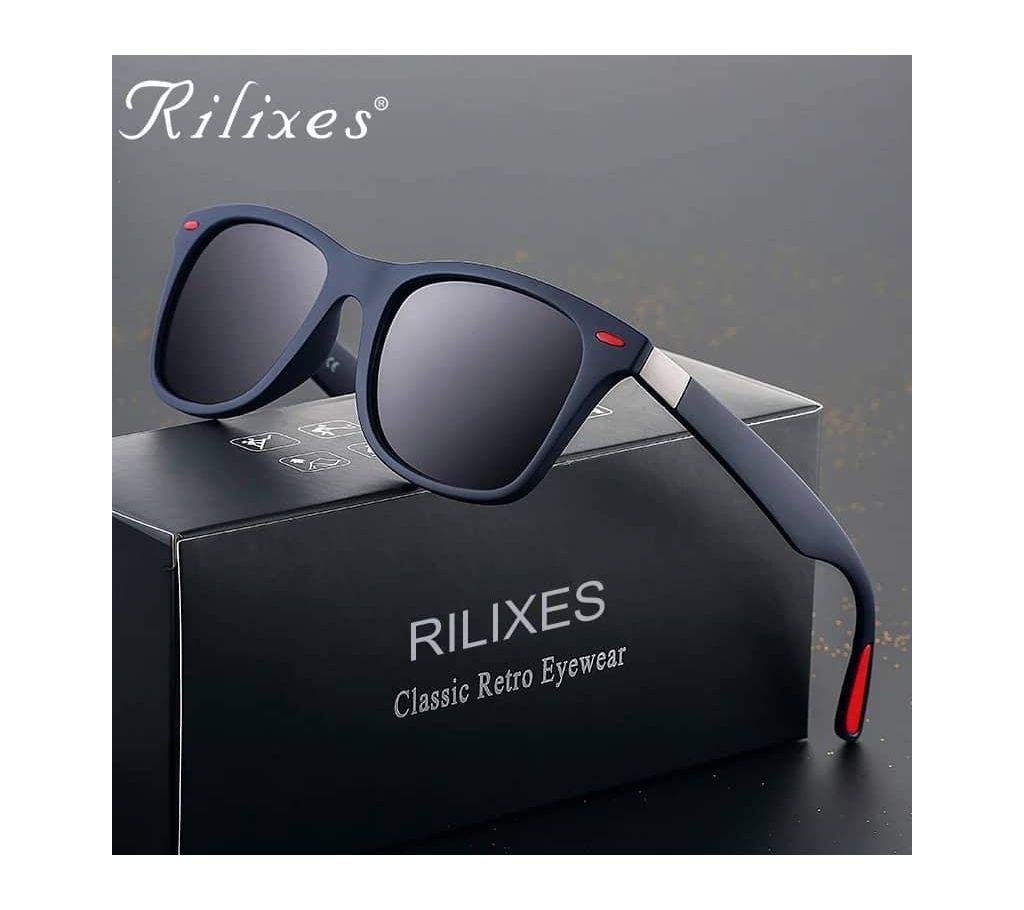 RILIXES Fashion Guys Sun glasses Square Rivet Wrap Frame Polarized Sunglasses Men Classic Design Women Mens Sunglass UV400