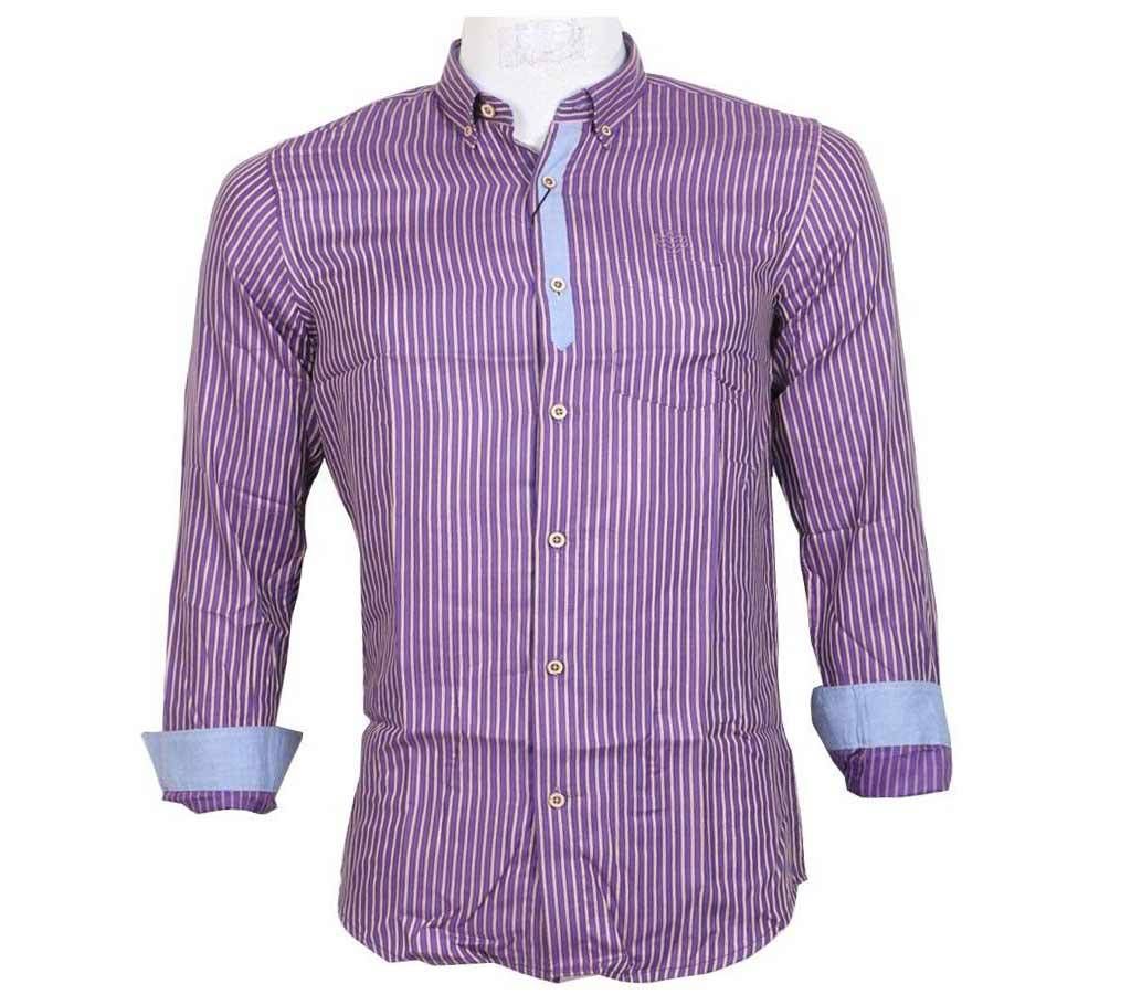  Gents Full-Sleeve Striped Cotton Casual Shirt