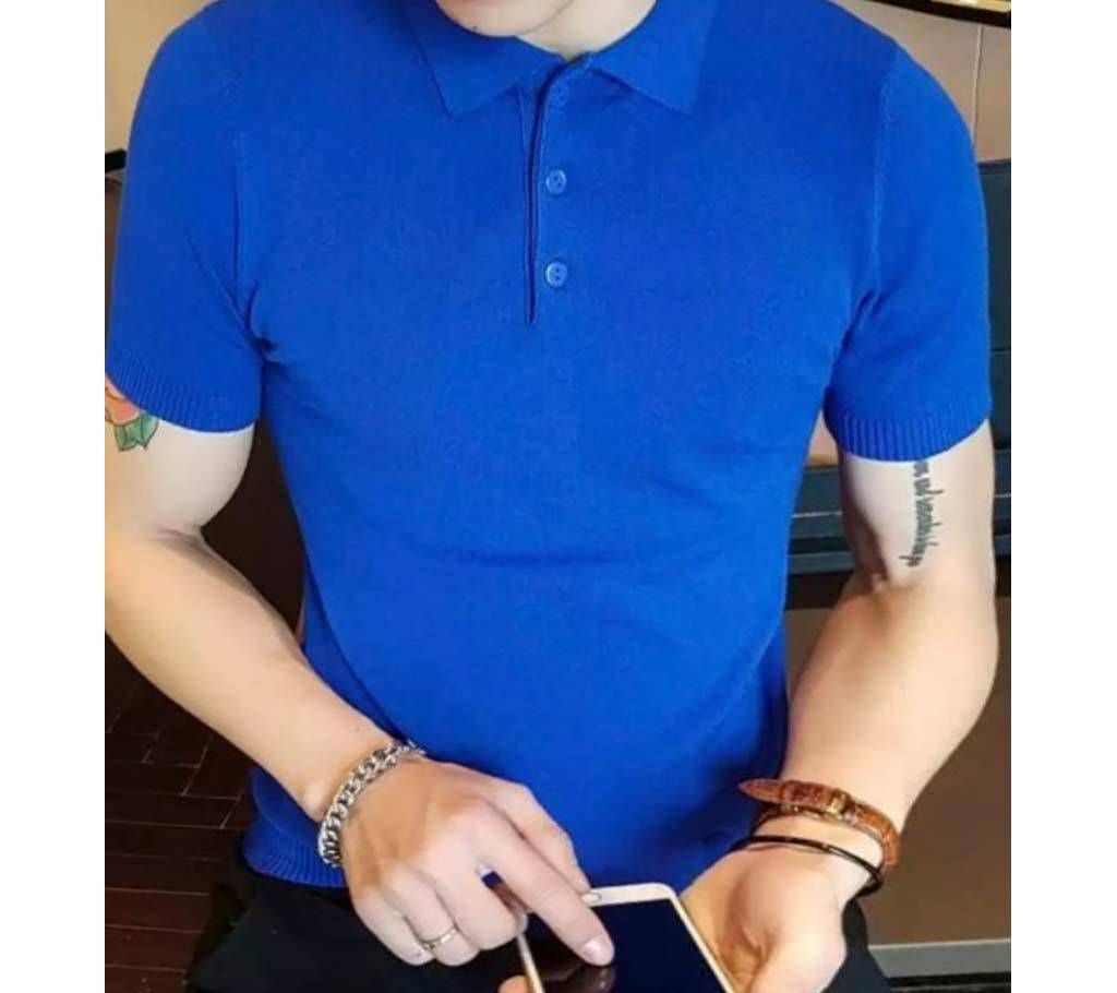 Half Sleeve Cotton POlo shirt  -Blue 