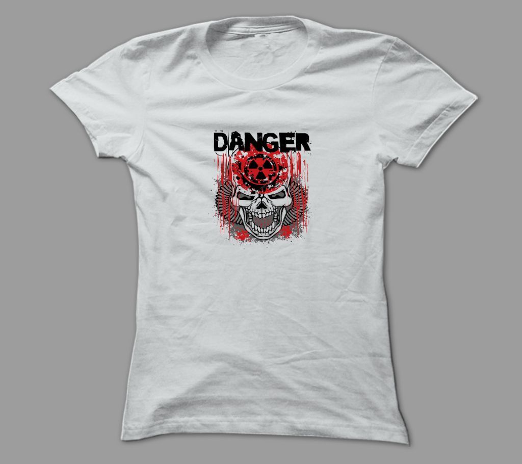 Danger Skull White Polyester T-Shirt