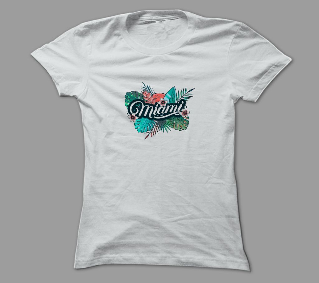 Miami White Polyester T-Shirt
